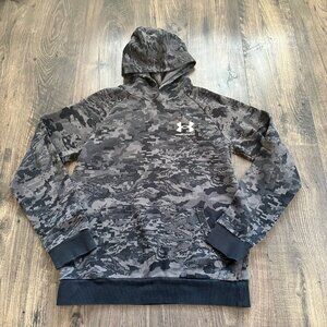 GUC Youth Under Armour Loose Hoodie Sweatshirt, Black Gray Camo, Size: YXL